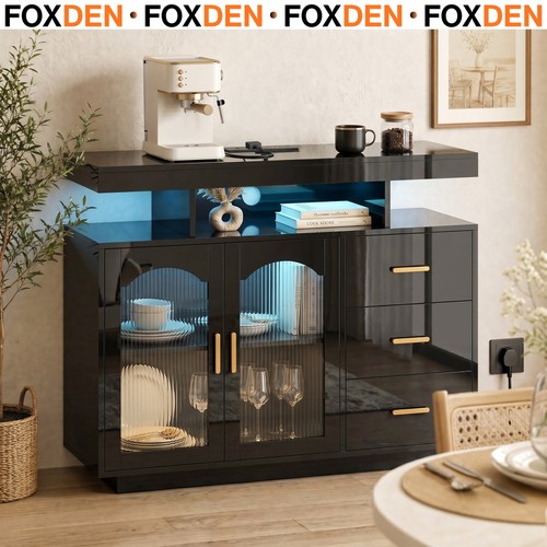 Sideboard black high gloss - sideboard,