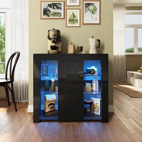 Black sideboard high gloss - black,