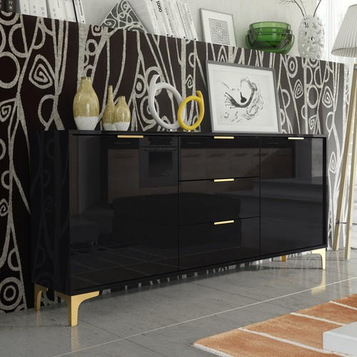 Sideboard 140cm black - sideboard,